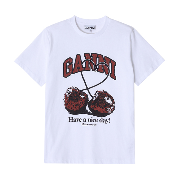 가니 GANNI 반팔 티셔츠 여성 로고 체리 T3860 151